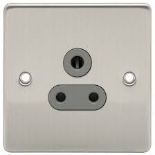 D-S51-BCG 1 Gang 5A Unswitched Socket with Grey Insert Brushed Chrome